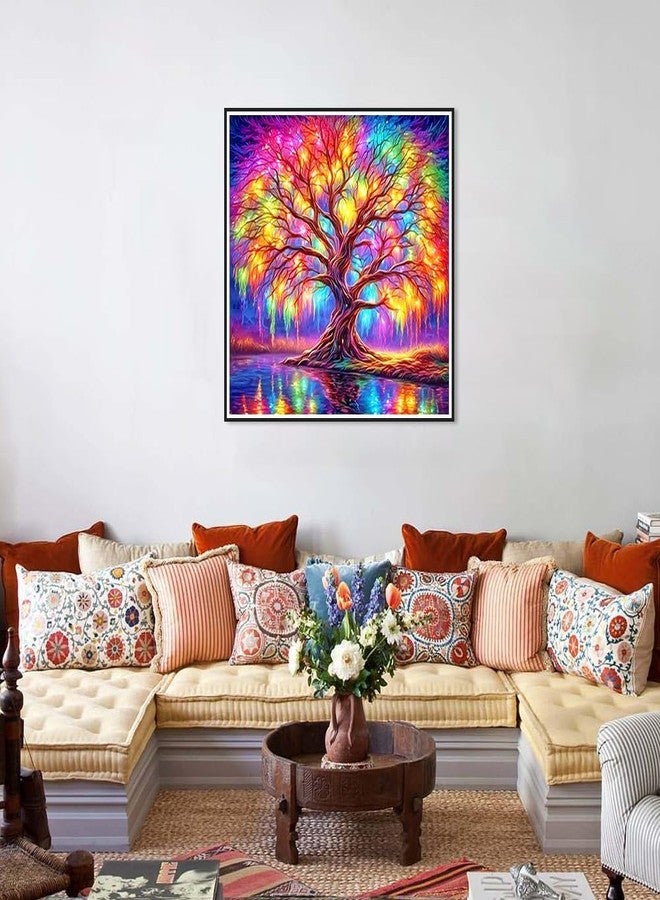 FBLXE 5D Diamond Painting Kits for Kids and Adults Tree Of Life Full Round Diamond Art, Night Paint by Numbers Kits Rhinestone Embroidery Cross Stitch Arts Craft for Home Wall Decor 30x40cm (TREE OF LIFE) - Image 4